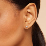 Everyday Elegance 14K Solid White Gold Classic Four Prong Stud Earrings | Round Cut Lab Grown Diamond | Screw Back Posts | 0.50 CTW (E-F Color, VS2-SI1 Clarity) | With Gift Box