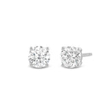 Everyday Elegance 14K Solid White Gold Classic Four Prong Stud Earrings | Round Cut Lab Grown Diamond | Screw Back Posts | 1.0 CTW (E-F Color, VS2-SI1 Clarity) | With Gift Box