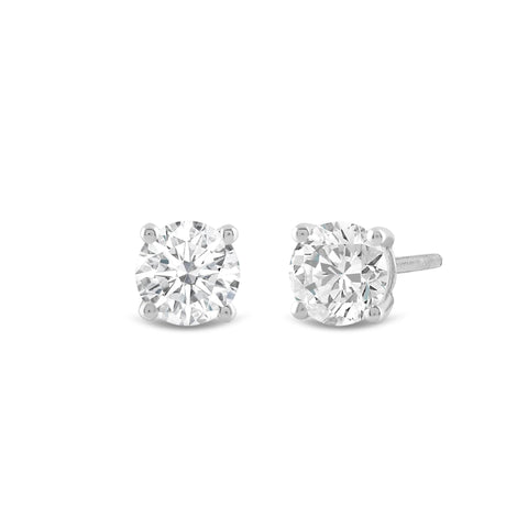 Everyday Elegance 14K Solid White Gold Classic Four Prong Stud Earrings | Round Cut Lab Grown Diamond | Screw Back Posts | 1.0 CTW (E-F Color, VS2-SI1 Clarity) | With Gift Box