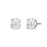 Everyday Elegance 14K Solid White Gold Classic Four Prong Stud Earrings | Round Cut Lab Grown Diamond | Screw Back Posts | 1.5 CTW (E-F Color, VS2-SI1 Clarity) | With Gift Box