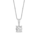 Everyday Elegance 14K White Gold Cubic Zirconia Solitaire Pendant Necklace for Women Cushion Cut 1.0 CTW | 0.60mm Thick 18" Length Box Link Chain | With Gift Box
