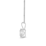 Everyday Elegance 14K White Gold Cubic Zirconia Solitaire Pendant Necklace for Women Emerald Cut 1.8 CTW |.60mm Thick 18" Length Box Link Chain |With Gift Box