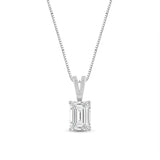 Everyday Elegance 14K White Gold Cubic Zirconia Solitaire Pendant Necklace for Women Emerald Cut 1.8 CTW |.60mm Thick 18" Length Box Link Chain |With Gift Box