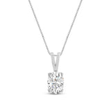 Everyday Elegance 14K White Gold Cubic Zirconia Solitaire Pendant Necklace for Women Oval Cut 1.0 CTW | 0.60mm Thick 18" Length Box Link Chain | With Gift Box