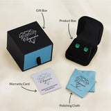 Everyday Elegance 14KT Real Yellow Gold 4 Prong Setting Solitaire Stud Earrings for Men & Women with 7 MM Round Cut Created Emerald and Screw Back | With Gift Box