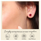 Everyday Elegance 14KT Real White Gold 4 Prong Setting Solitaire Stud Earrings for Men & Women with 7 MM Round Cut Created Ruby and Screw Back | With Gift Box