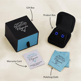Everyday Elegance 14KT Real White Gold 4 Prong Setting Solitaire Stud Earrings for Men & Women with 7 MM Round Cut Created Blue Sapphire and Screw Back | With Gift Box