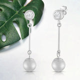 Everyday Elegance 14K White Gold Bar and Ball Earrings | Round Cubic Zirconia Studs 0.25 CT (4mm) | With Gift Box