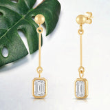 Everyday Elegance 14K Yellow Gold Bar Earrings | Emerald Cubic Zirconia Ball Drops 1 CT (7mm) | With Gift Box