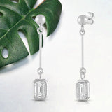 Everyday Elegance 14K White Gold Bar Earrings | Emerald Cubic Zirconia Ball Drops 1 CT (7mm) | With Gift Box