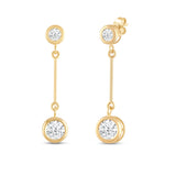 Everyday Elegance 14K Yellow Gold Bar Stud Earrings | Round Cubic Zirconia Stud 0.25 CT (4mm) & 1CT (6mm) | With Gift Box