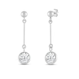 Everyday Elegance 14K White Gold Bar Earrings | Round Cubic Zirconia Ball Drops 1 CT (6mm) | With Gift Box