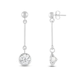 Everyday Elegance 14K White Gold Bar Earrings | Round Cubic Zirconia Ball Drops 1 CT (6mm) | With Gift Box