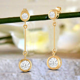 Everyday Elegance 14K Yellow Gold Bar Stud Earrings | Round Cubic Zirconia Stud 0.25 CT (4mm) & 1CT (6mm) | With Gift Box