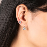 14K Solid White Gold | Round Cut Cubic Zirconia Stud Earrings | .92 CTW Bezel Set | Screw Posts