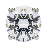 14K Solid White Gold SINGLE Stud Earring | Round Cut Cubic Zirconia | Screw Back Post | 1.67 Carat