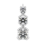 14K Solid White Gold Earrings | Round Cut Leverback 3-Stone "Trilogy" Cubic Zirconia | Basket Setting | 1.90 CTW, Diamond Equivalent
