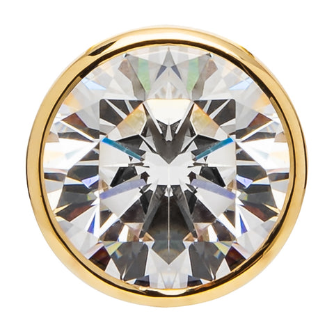 14K Solid Yellow Gold Pendant Only | Bezel Set Round Cut Cubic Zirconia Solitaire | 1.5 Carat