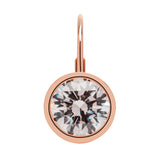 14K Solid Rose Gold Earrings | Round Cut Bezel Set Cubic Zirconia | Leverback Drop Dangle Setting | 2.0 CTW