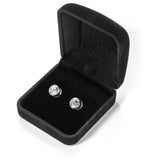 14K Solid White Gold | Round Cut Cubic Zirconia Stud Earrings | 2.0 CTW Bezel Set | Screw Back Posts