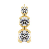 14K Solid Yellow Gold Earrings | Round Cut Leverback 3-Stone "Trilogy" Cubic Zirconia | Basket Setting | 1.90 CTW