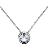 14K Solid White Gold Pendant Necklace | Bezel Set Round Cut Cubic Zirconia Solitaire | 1.5 Carat | 16 Inch 1.0mm Box Link Chain