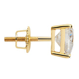 14K Solid Yellow Gold Stud Earrings | Heart Cut Cubic Zirconia | Screw Back Posts | 1.5 CTW