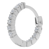 14K Solid White Gold Round Cut Huggie Hoop Cubic Zirconia Earrings 12mm (.20 CTW, Diamond Equivalent), With Gift Box