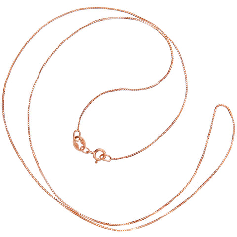 14K Solid Rose Gold Necklace | Box Link Chain | 18 Inch Length | .60mm Thick