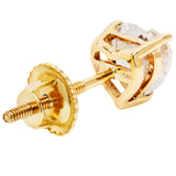 14K Solid Yellow Gold Stud Earrings | Heart Cut Cubic Zirconia | Screw Back Posts | 1.5 CTW