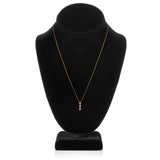 14K Solid Yellow Gold Pendant Necklace | Round Cut Cubic Zirconia 3-Stone "Trilogy" | .22 CTW, Diamond Equivalent | 18 Inch Box Link Chain