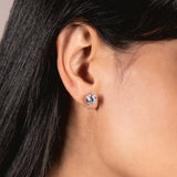 14K Solid White Gold Stud Earrings | Round Cut Cubic Zirconia | Screw Back Posts | 2.56 CTW