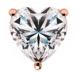 14K Solid Rose Gold Stud Earrings | Heart Cut Cubic Zirconia | Screw Back Posts | 1.5 CTW