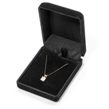14K Solid Yellow Gold Pendant Necklace | Princess Cut Cubic Zirconia Solitaire | 1 Carat | 16 Inch .60mm Box Link Chain