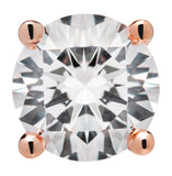 14K Solid Rose Gold Stud Earrings | Round Cut Cubic Zirconia | Screw Back Posts | 2.0 CTW