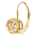 14K Solid Yellow Gold Earrings | Round Cut Bezel Set Cubic Zirconia | Leverback Drop Dangle Setting | 2.0 CTW
