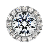 14K Solid White Gold Stud Earrings | Round "Halo" Cubic Zirconia | Screw Back Posts | .48 CT center, .60 CTW each, 1.20 CTW