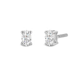 14K Solid White Gold Solitaire Stud Earrings | Oval Cut Cubic Zirconia | Screw Back Posts | 0.5 CTW | With Gift Box