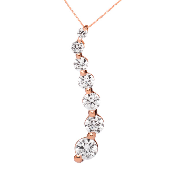 14K Solid Rose Gold , Round CZ 