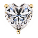 14K Solid Yellow Gold Stud Earrings | Heart Cut Cubic Zirconia | Screw Back Posts | 1.5 CTW