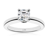 14K White Gold 1 Carat Asscher Cubic Zirconia Solitaire Engagement Ring Size 7