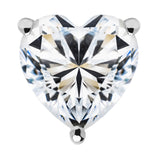 14K Solid White Gold Earrings | Heart Cut Cubic Zirconia Stud | Screw Back Posts | 1.5 CTW