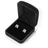 14K Solid Rose Gold Stud Earrings | Princess Cut Cubic Zirconia | Screw Back Posts | 4.0 CTW