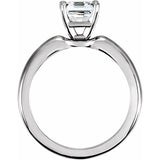 14K White Gold 1 Carat Asscher Cubic Zirconia Solitaire Engagement Ring Size 7