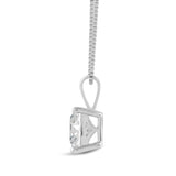 Everyday Elegance Solid 14K White Gold Lab Grown Diamond Solitaire Pendant Necklace for Women in Princess Cut | 1.5 CTW | 18 Inch Length | Box Link Chain| With Gift Box