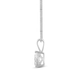 Everyday Elegance 14K White Gold Cubic Zirconia Solitaire Pendant Necklace for Women Pear Cut 1.0 CTW | 0.60mm Thick 18" Length Box Link Chain | With Gift Box