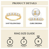 Everyday Elegance 5 Stone Wedding Anniversary Ring Band for Women in 14K Yellow Gold, 1.25 CTTW Round Cut Cubic Zirconia |