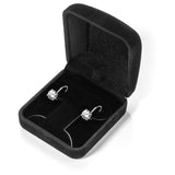 14K Solid White Gold Earrings | Round Cut Cubic Zirconia | Leverback Drop Dangle Basket Setting | 1.5 CTW, 0.75 CTW each | With Gift Box