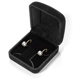 14K Solid Yellow Gold Earrings | Round Cut Cubic Zirconia | Leverback Drop Dangle Basket Setting | 1.50 CTW, 0.75 CTW each | With Gift Box