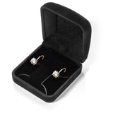 14K Solid Rose Gold Earrings | Round Cut Cubic Zirconia | Leverback Drop Dangle Basket Setting | 1.68 CTW